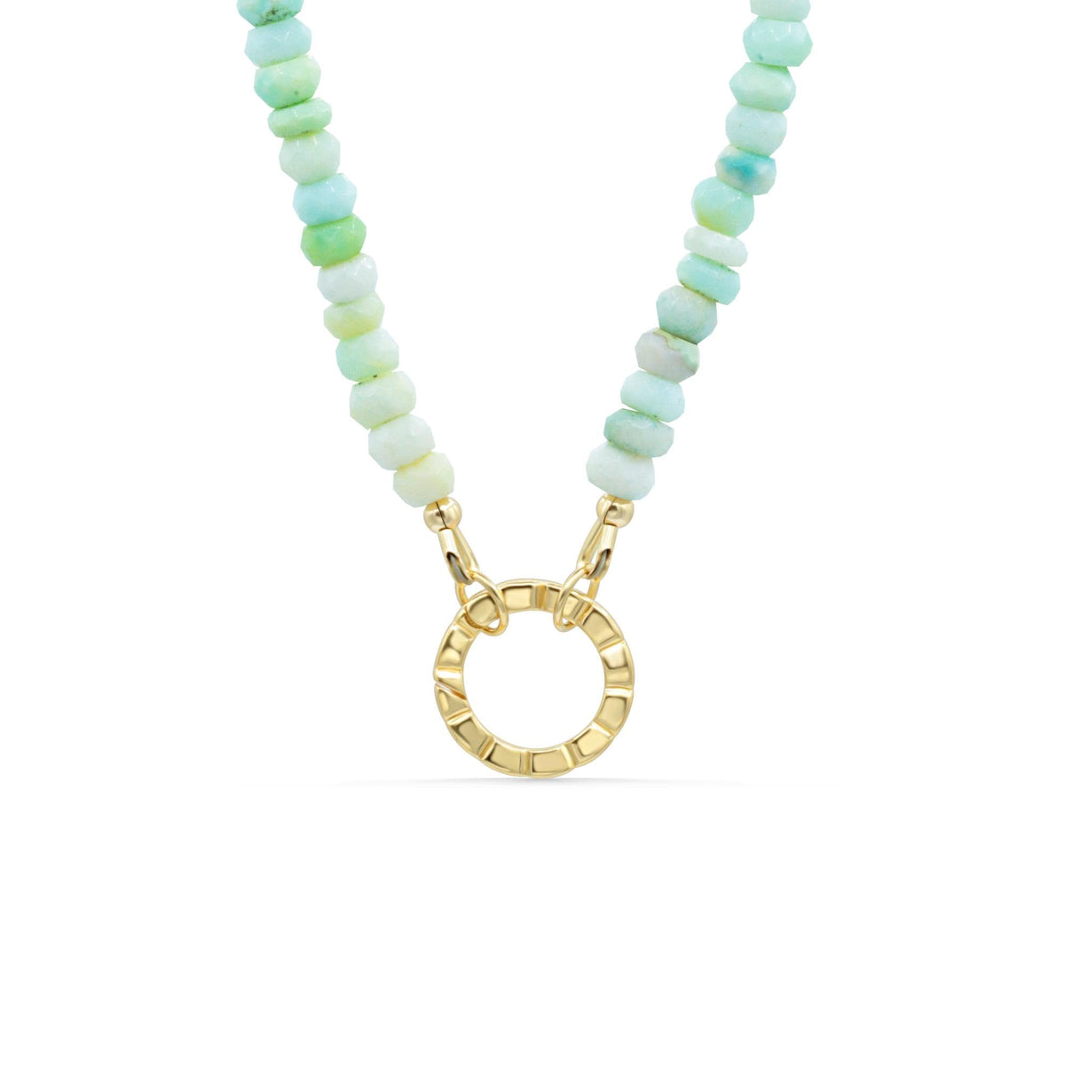 Ocean Halo Peruvian Opal Necklace, 14K Gold Filled Connector Necklace, Gemstone Strand Necklace, Charm Holder Necklace, Faceted Opal