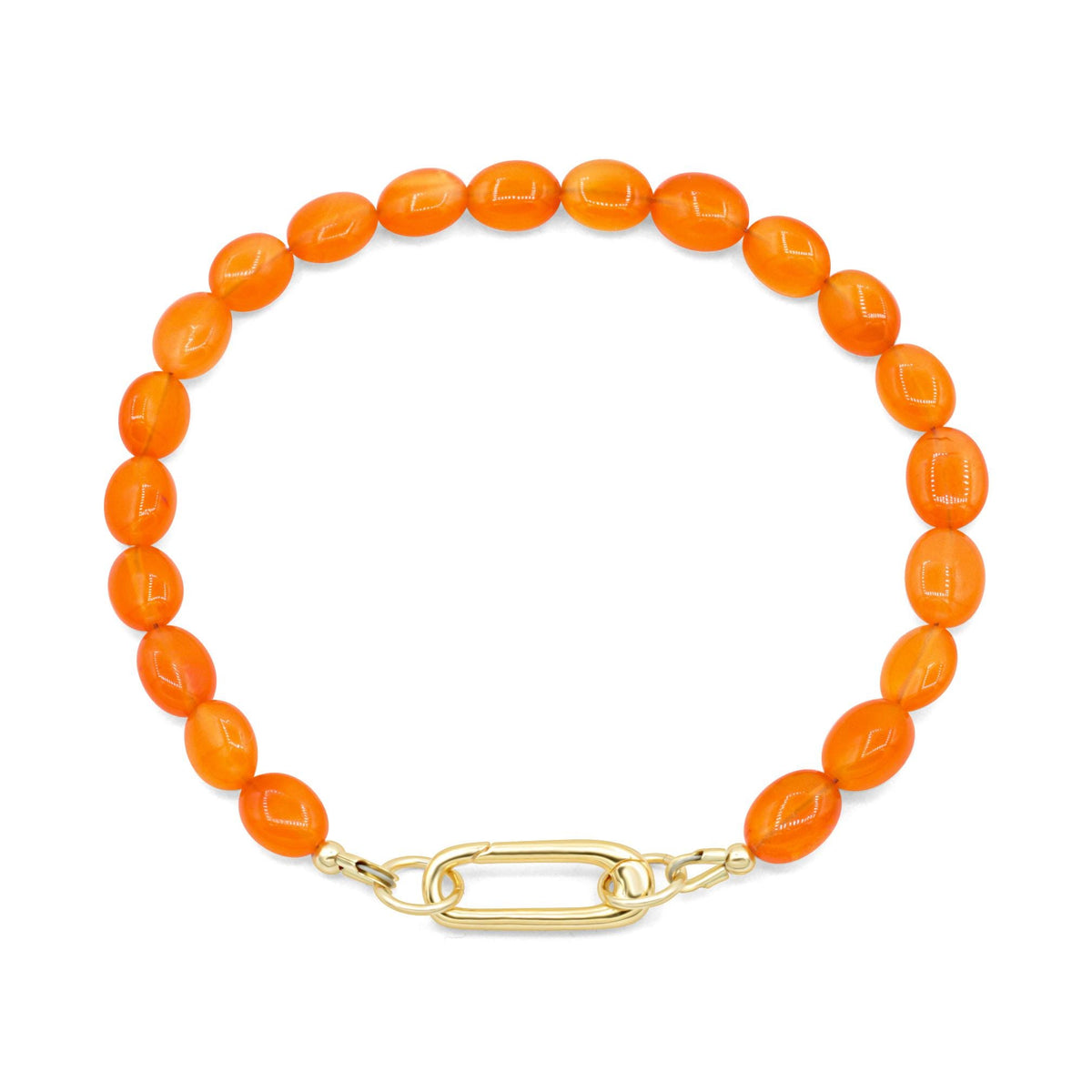 Carnelian oval carabiner bracelet