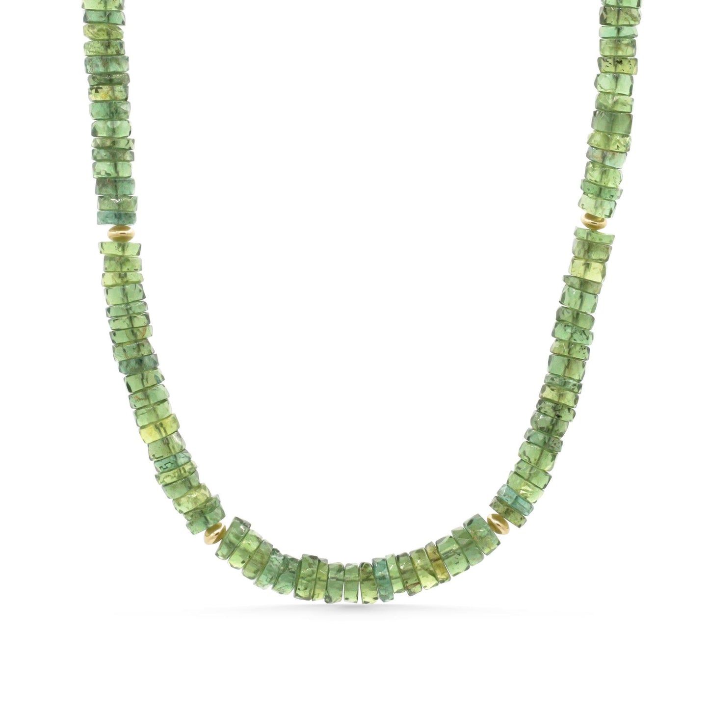 Green Apatite Necklace | Genuine Natural Apatite | 5.5mm Faceted Heshi | 16-18" Adjustable | Gold Filled