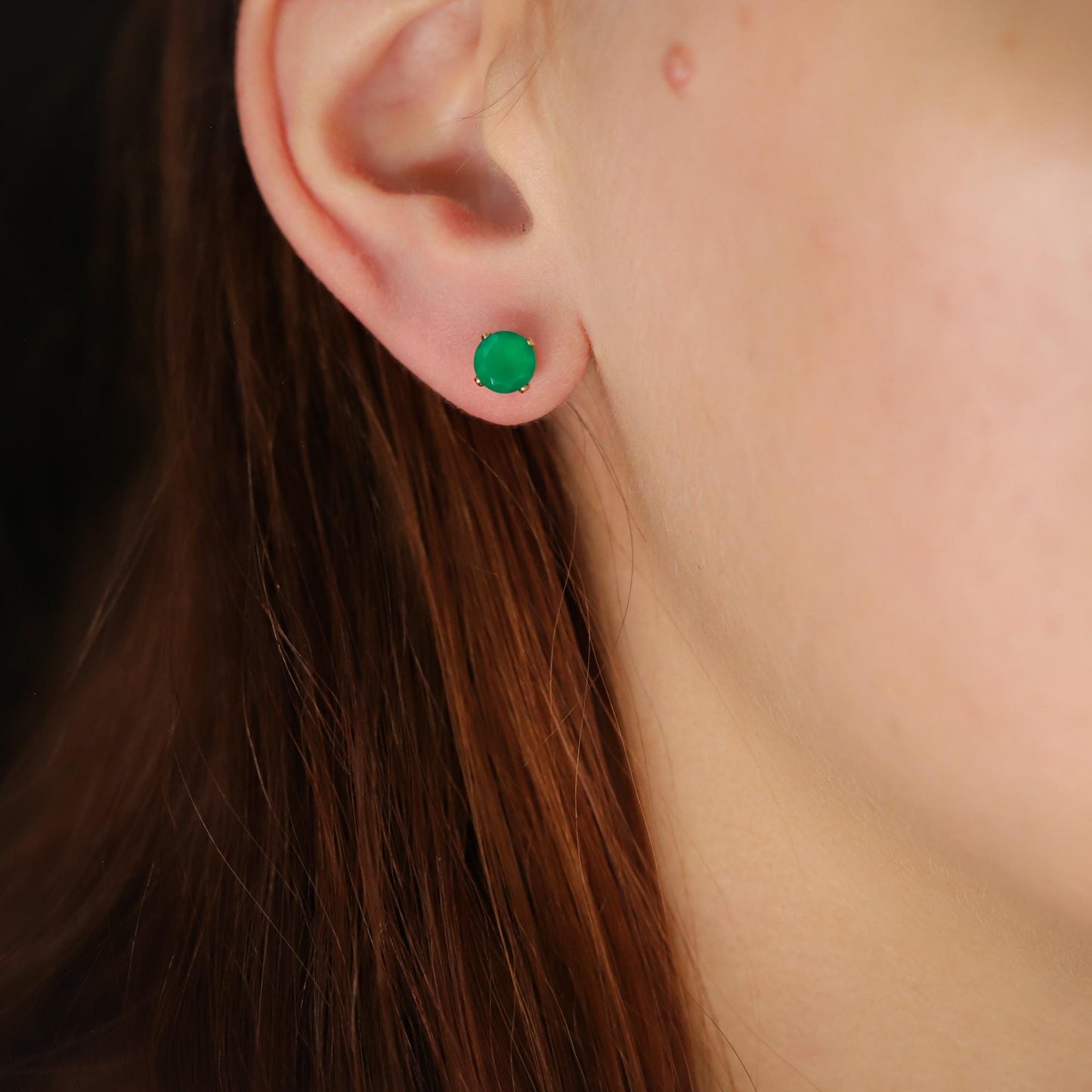Green onyx stud earrings