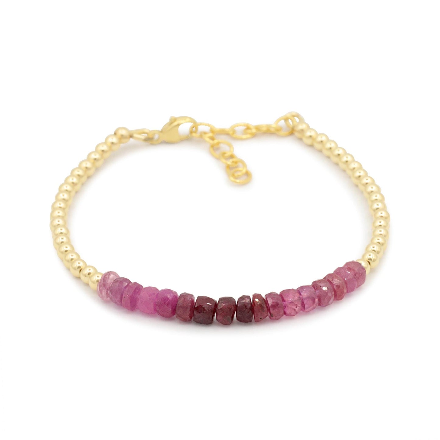 Ruby Reverie Bracelet | Ruby Ombre Bracelet, Genuine Faceted Ruby Bracelet, 14K Gold Filled Bracelet, Adjustable Ruby Bracelet