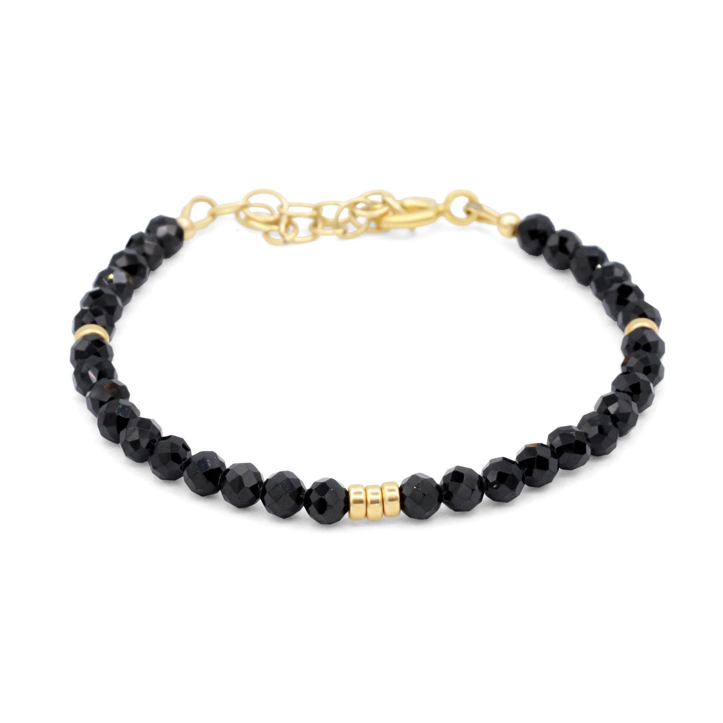 Sleek Black Spinel Bracelet – 14K gold filled
