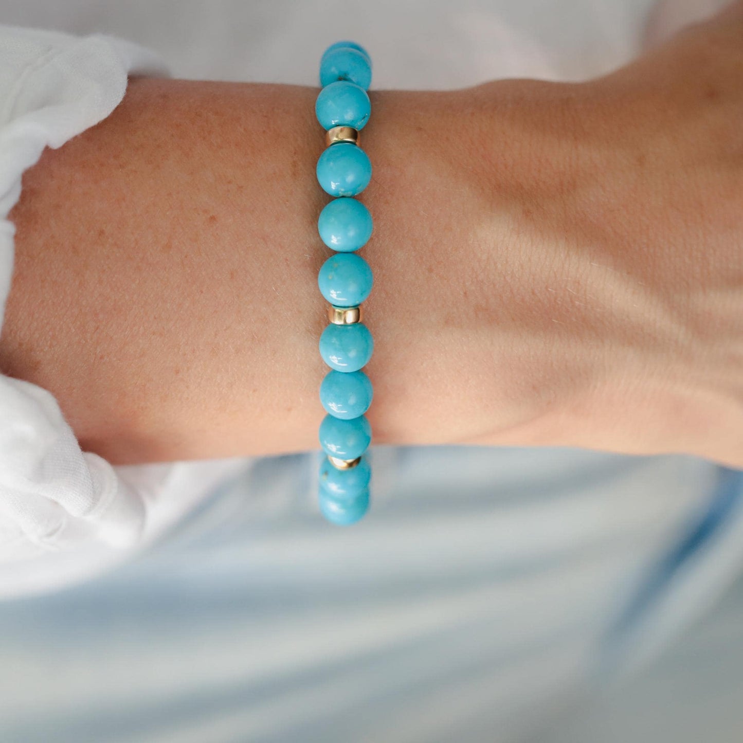 Arizona Blue Sleeping Beauty Bracelet | Sleeping Beauty Turquoise Bracelet, Arizona Turquoise Jewelry, Sterling Silver or Solid 14K Gold