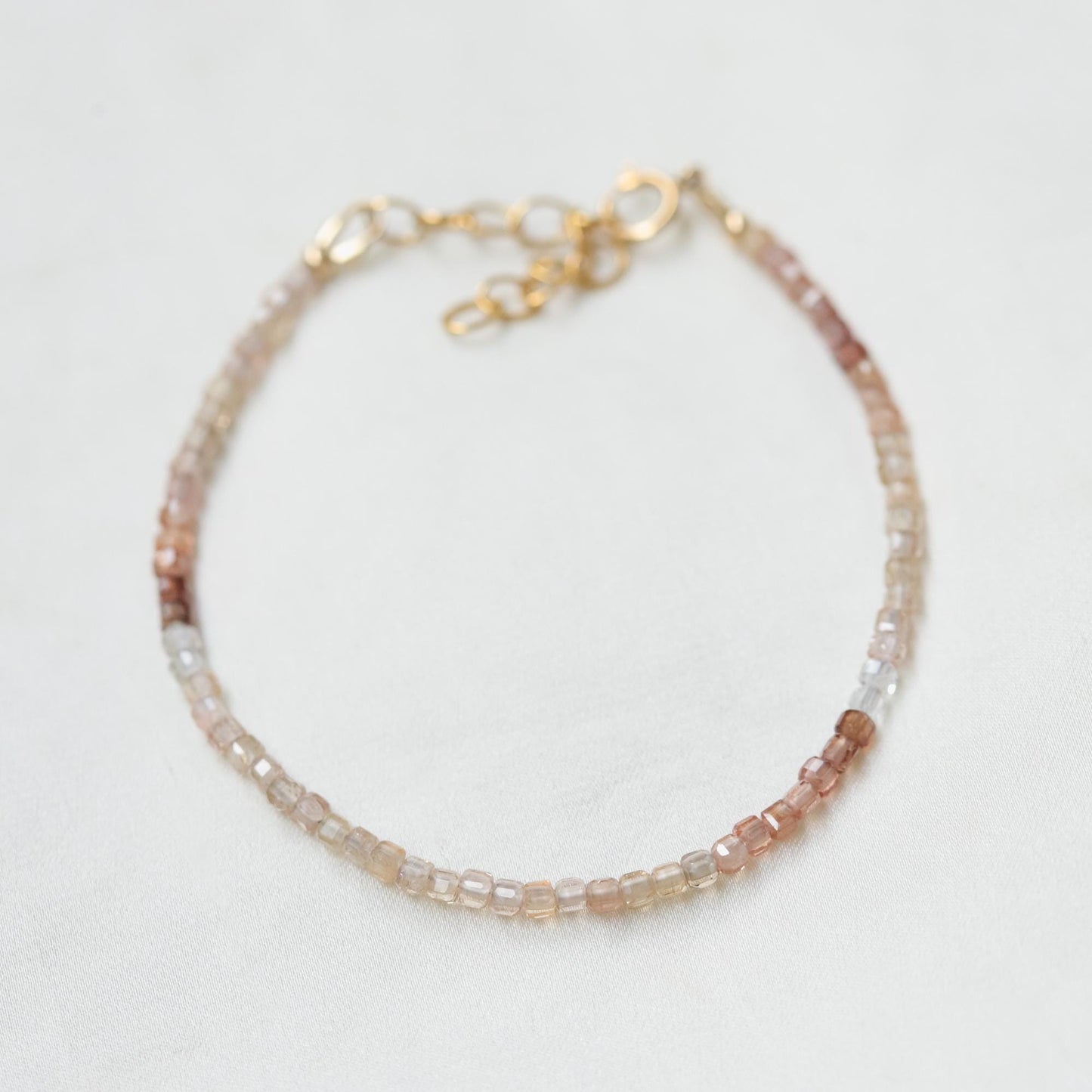 Zircon Bracelet, Cube Cut Gemstone Bracelet, 14K Gold Filled Bracelet, Genuine Zircon Gemstone Jewelry
