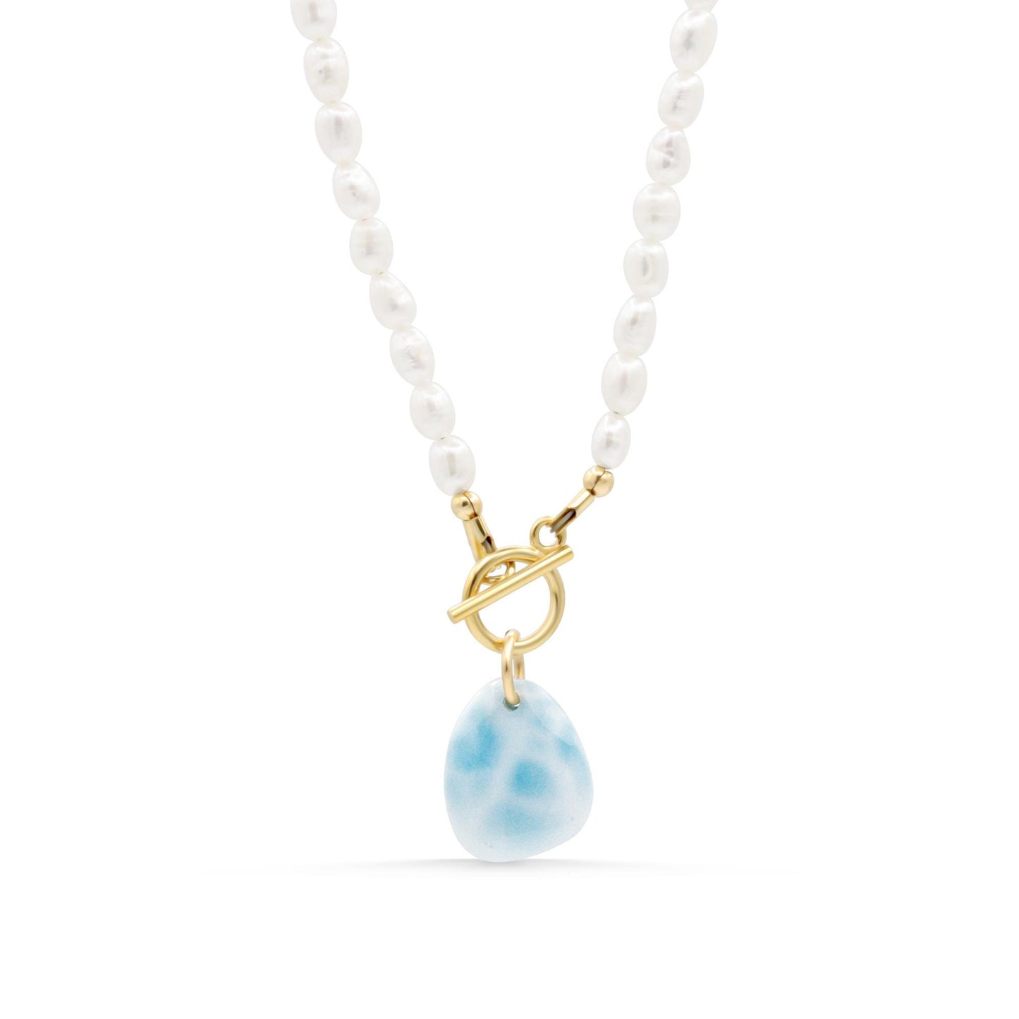 Marée Pearl & Larimar Necklace