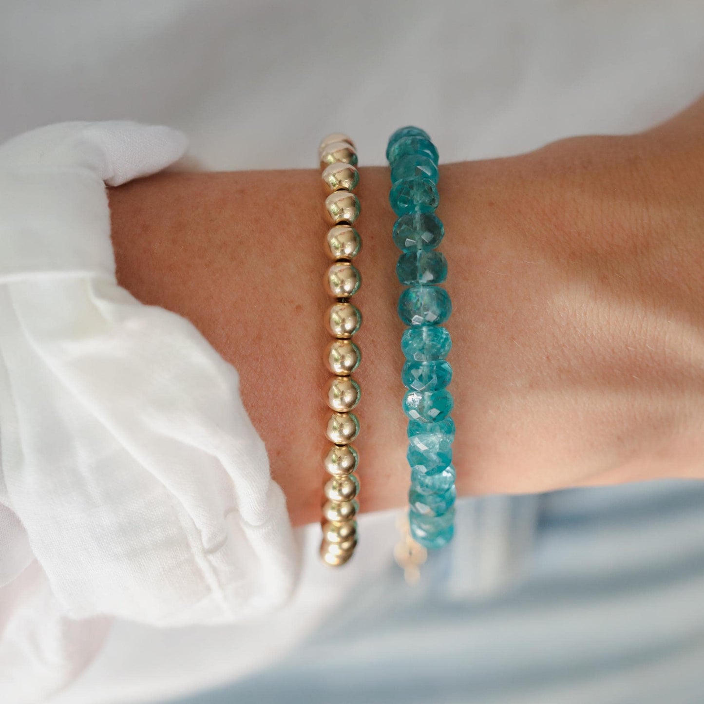 Apatite Bracelet, beaded apatite bracelet | Stunning faceted blue apatite bracelet, quality apatite jewelry, apatite