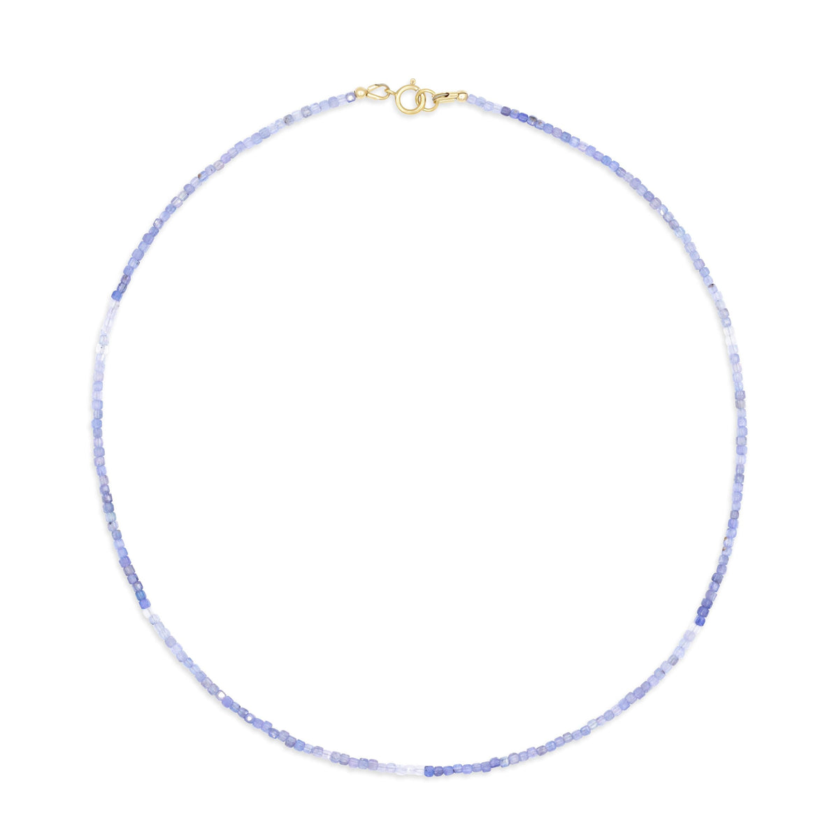 Tanzanite beaded cube necklace