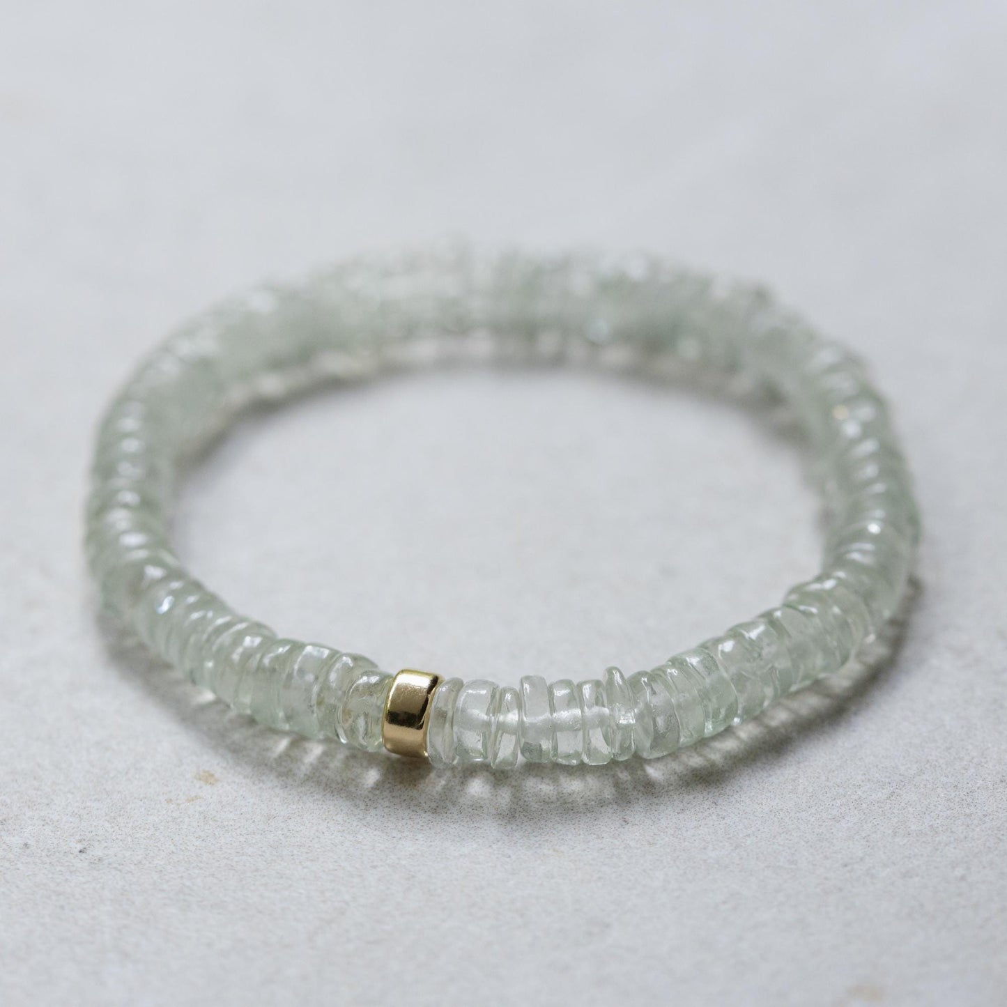 Natural Green Amethyst Bracelet, Prasiolite Heishi Bracelet, Sterling Silver or Solid 14K Gold, Genuine Gemstone Jewelry, Handmade Canada