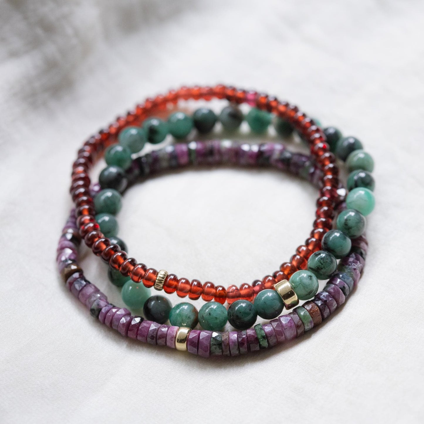 Ruby Zoisite Heishi Bracelet