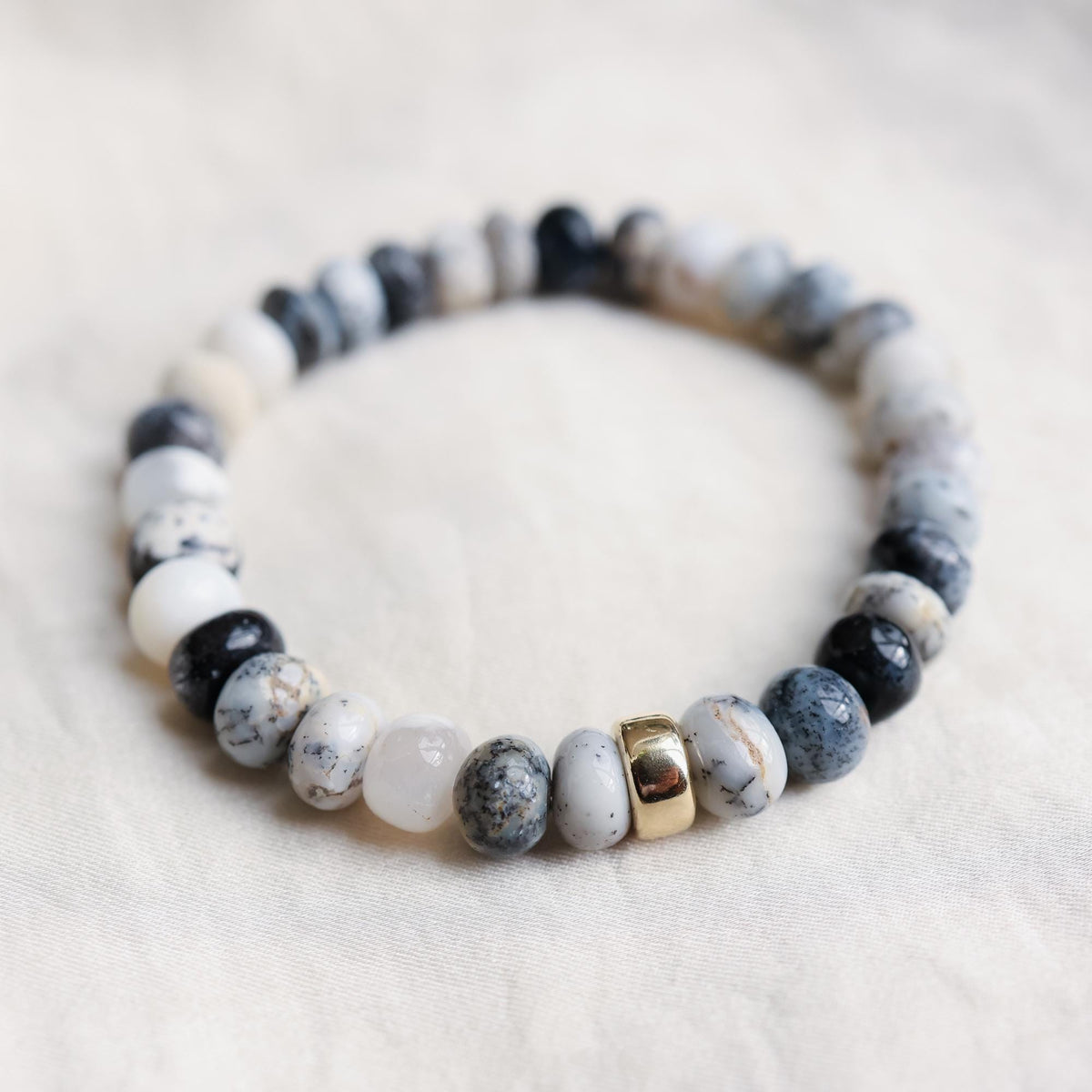 Dendrite Opal Smooth Rondel Bracelet