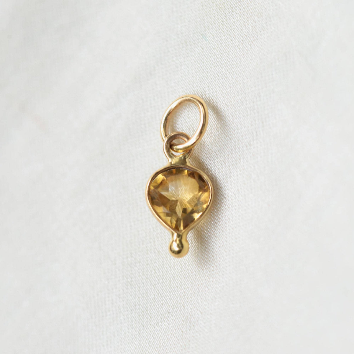 Tiny Gemstone Drop Charms – Solid 14K Gold