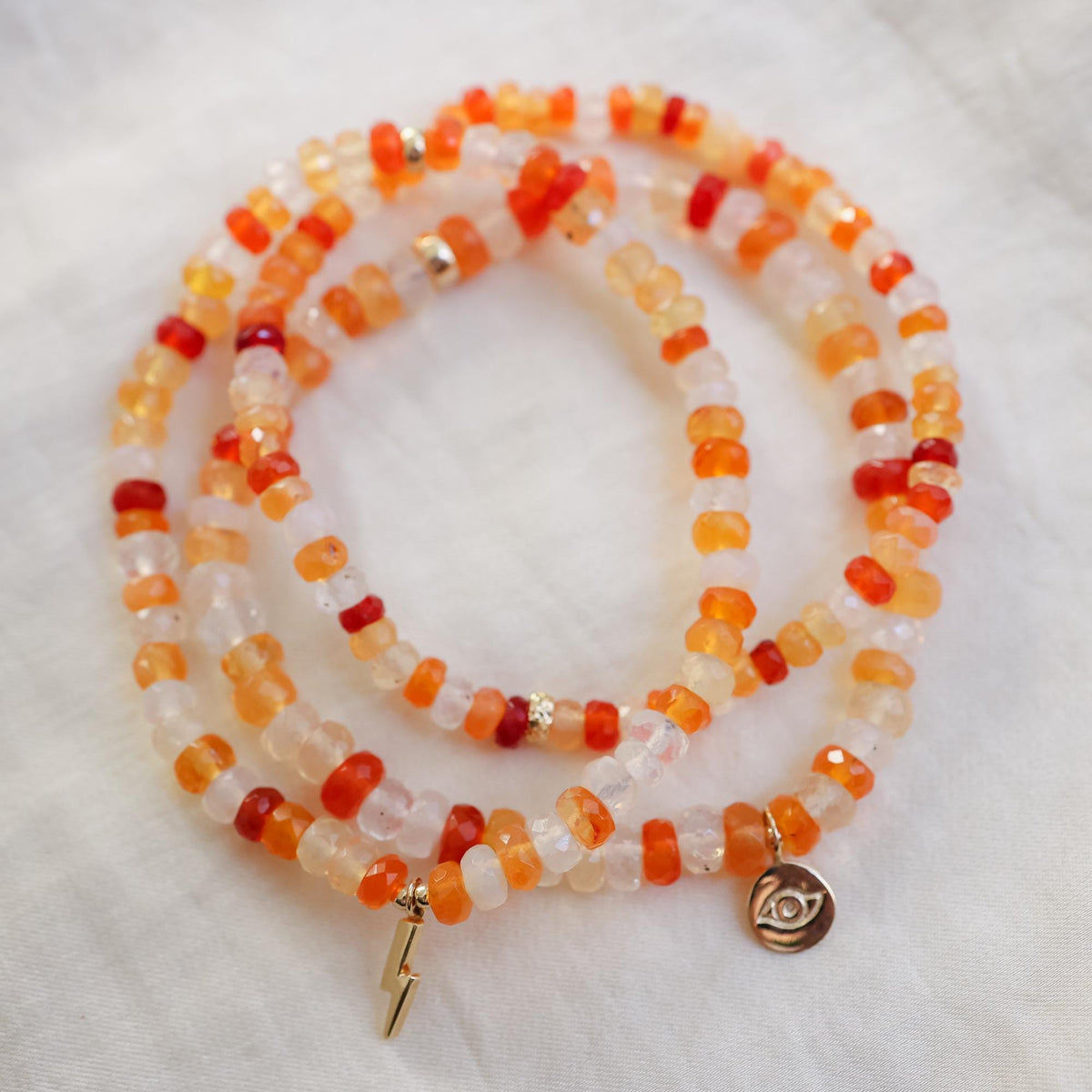 Fire Opal Evil Eye Bracelet – Protection, Creativity & Radiant Energy