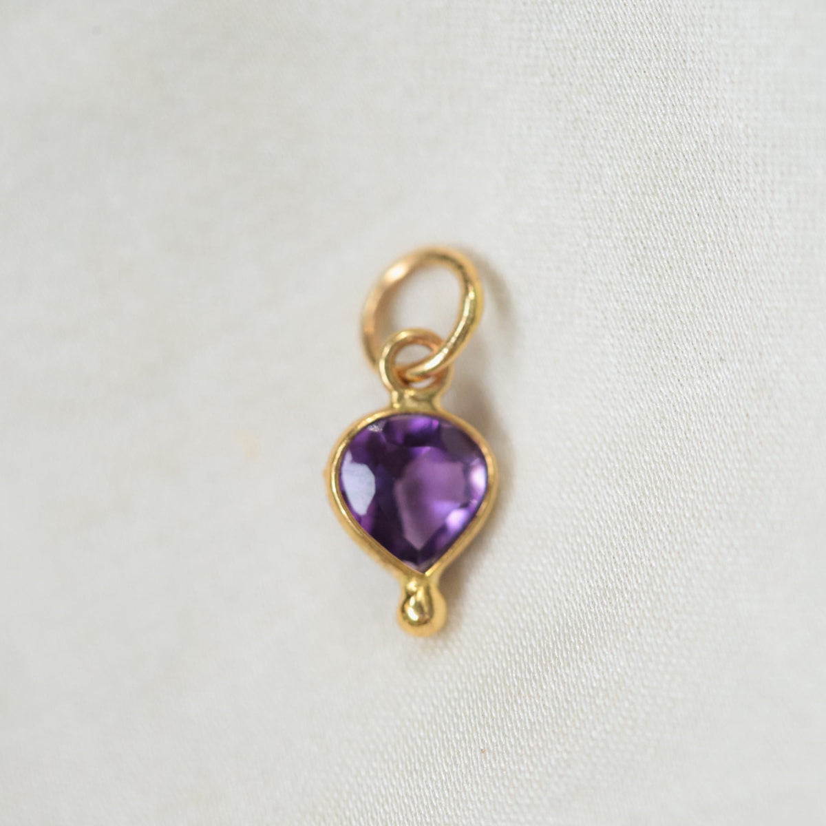 Tiny Gemstone Drop Charms – Solid 14K Gold