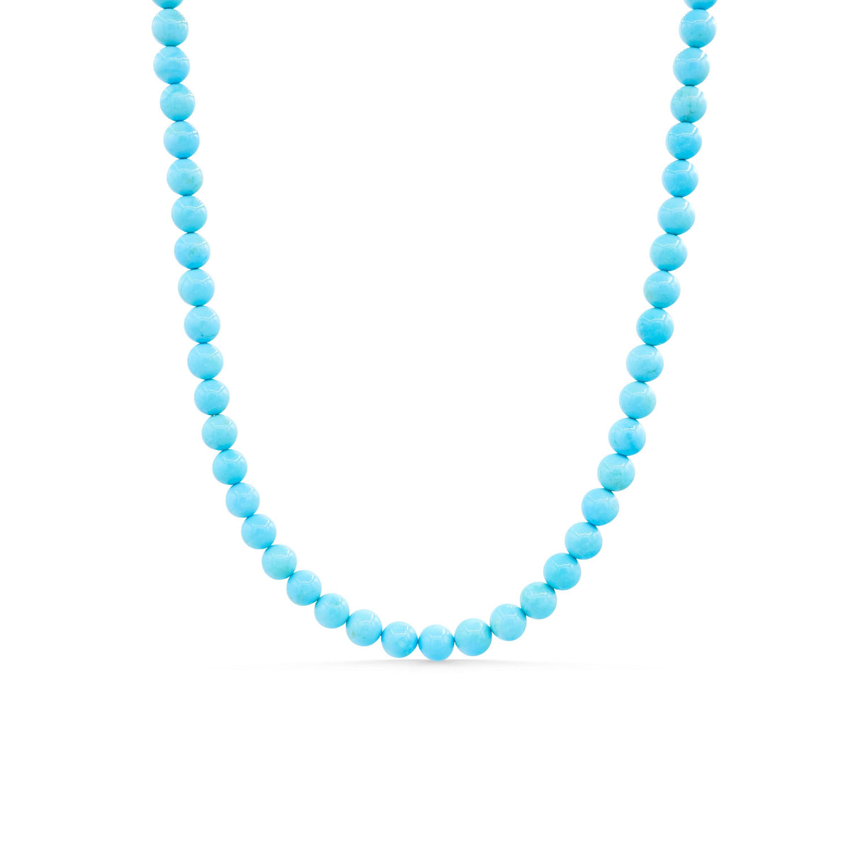 Sleeping Beauty turquoise necklace with 5.5mm beads on solid 14K gold chain by Earthly Abundance.