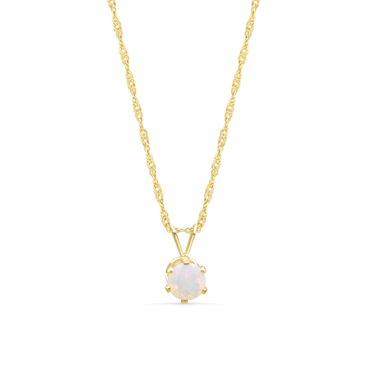 Ethiopian Opal 6mm & Solid Gold Singapore Chain Necklace