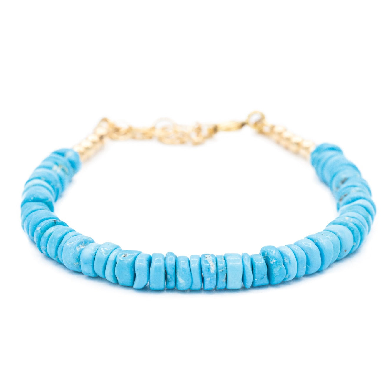 Sleeping Beauty Heishi Bracelet - 14K Gold Filled