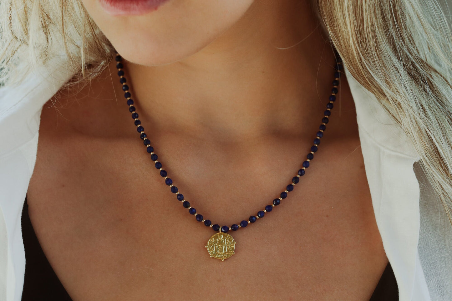 Lapis lazuli Greek Necklace