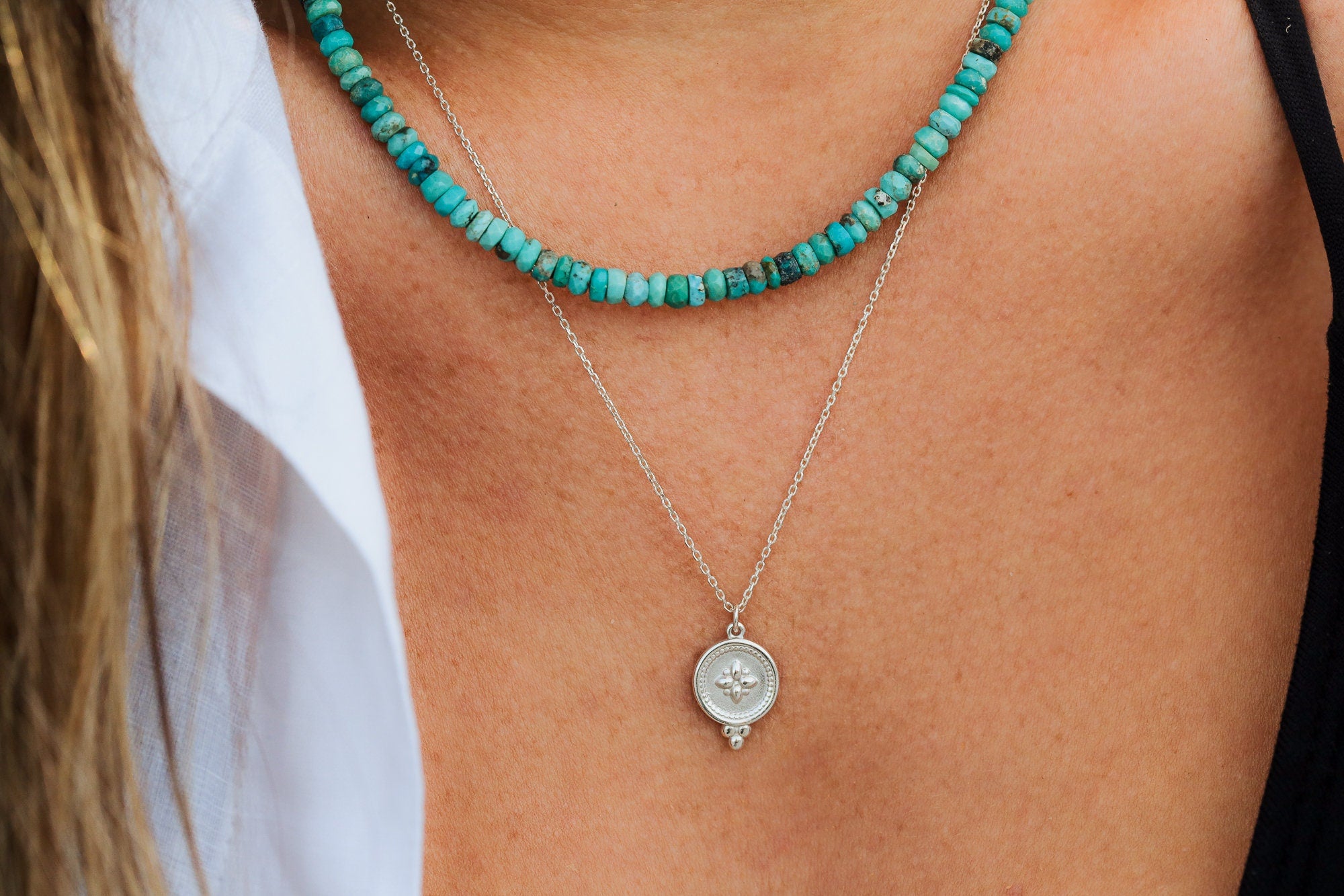 Silver medallion necklace
