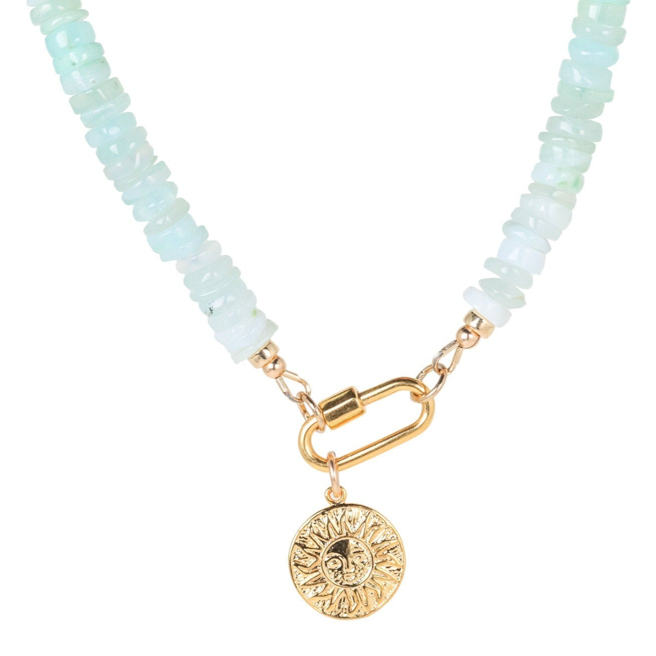 Peruvian opal sun necklace