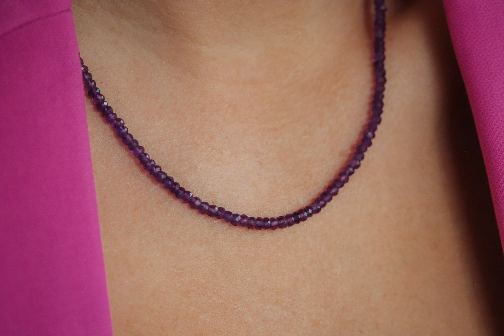 African Amethyst Beaded Necklace