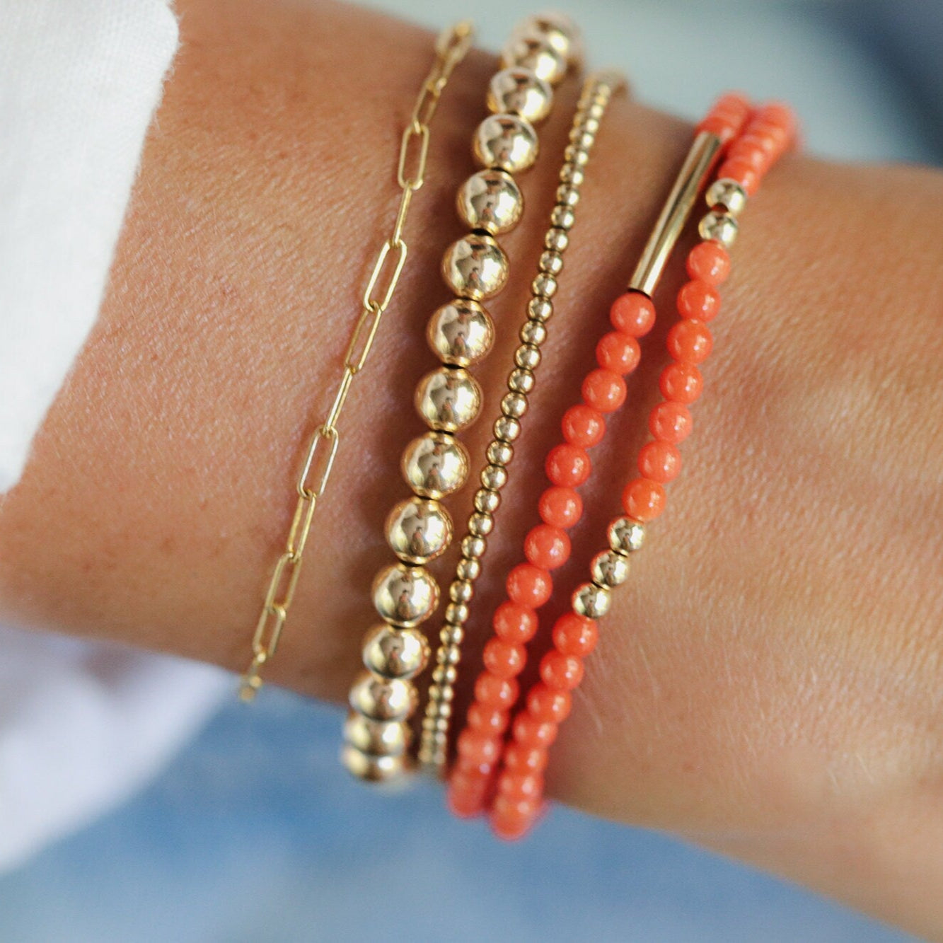 Italian Coral Bracelet - 14K