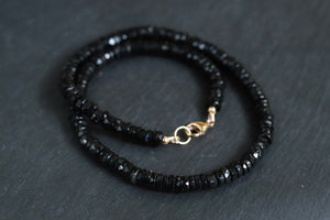 Faceted black spinel necklace