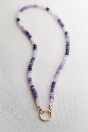 Purple Opal heart burst necklace