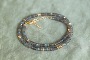 HIGH FLASH Blue labradorite necklace | beaded labradorite necklace | Beaded gemstone necklace | labradorite necklace | Labradorite #0232