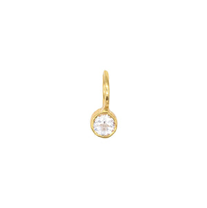 Gold Vermeil Genuine White Topaz Pendant - 3 microns of gold on sterling silver