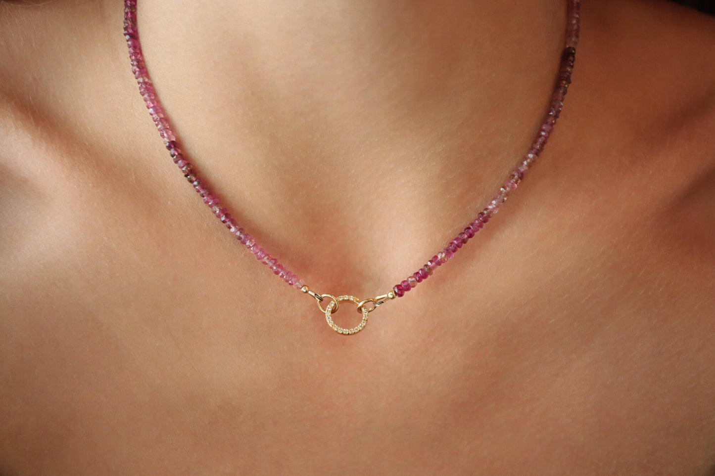 Charm holder - 3 microns gold vermeil, white topaz