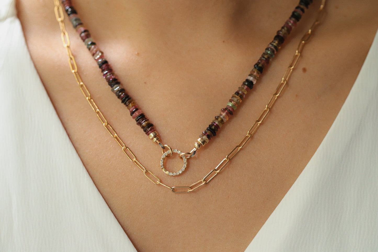 Charm holder - 3 microns gold vermeil, white topaz