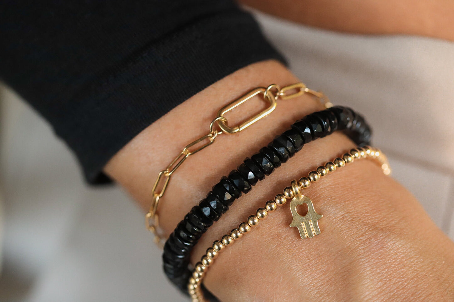 Carabiner Paperclip Bracelet, Medium Paperclip chain Bracelet, Gold Filled Chain Bracelet, Gold Rectangle Link Chain Bracelet