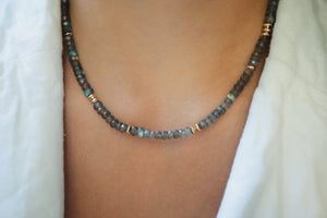 HIGH FLASH Blue labradorite necklace | beaded labradorite necklace | Beaded gemstone necklace | labradorite necklace | Labradorite #0232