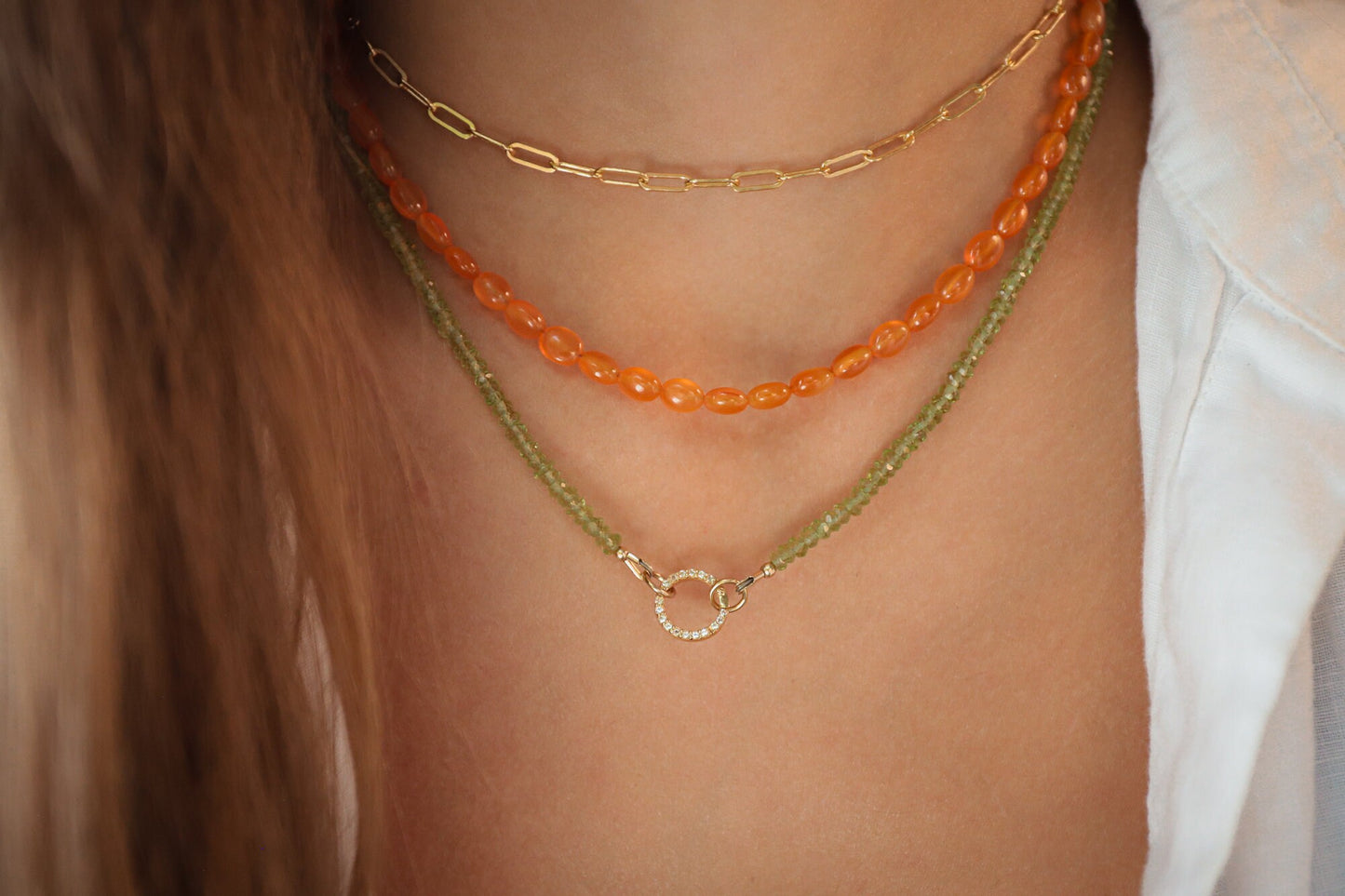 Charm holder - 3 microns gold vermeil, white topaz