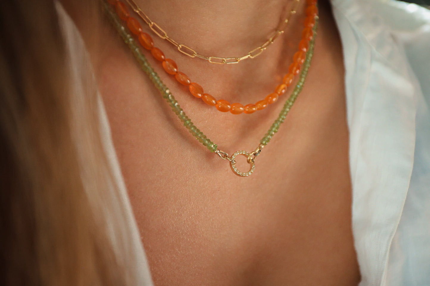 Peridot necklace - AAA peridot beaded necklace - natural green gemstone -peridot jewelry - August birthstone - 16 year anniversary