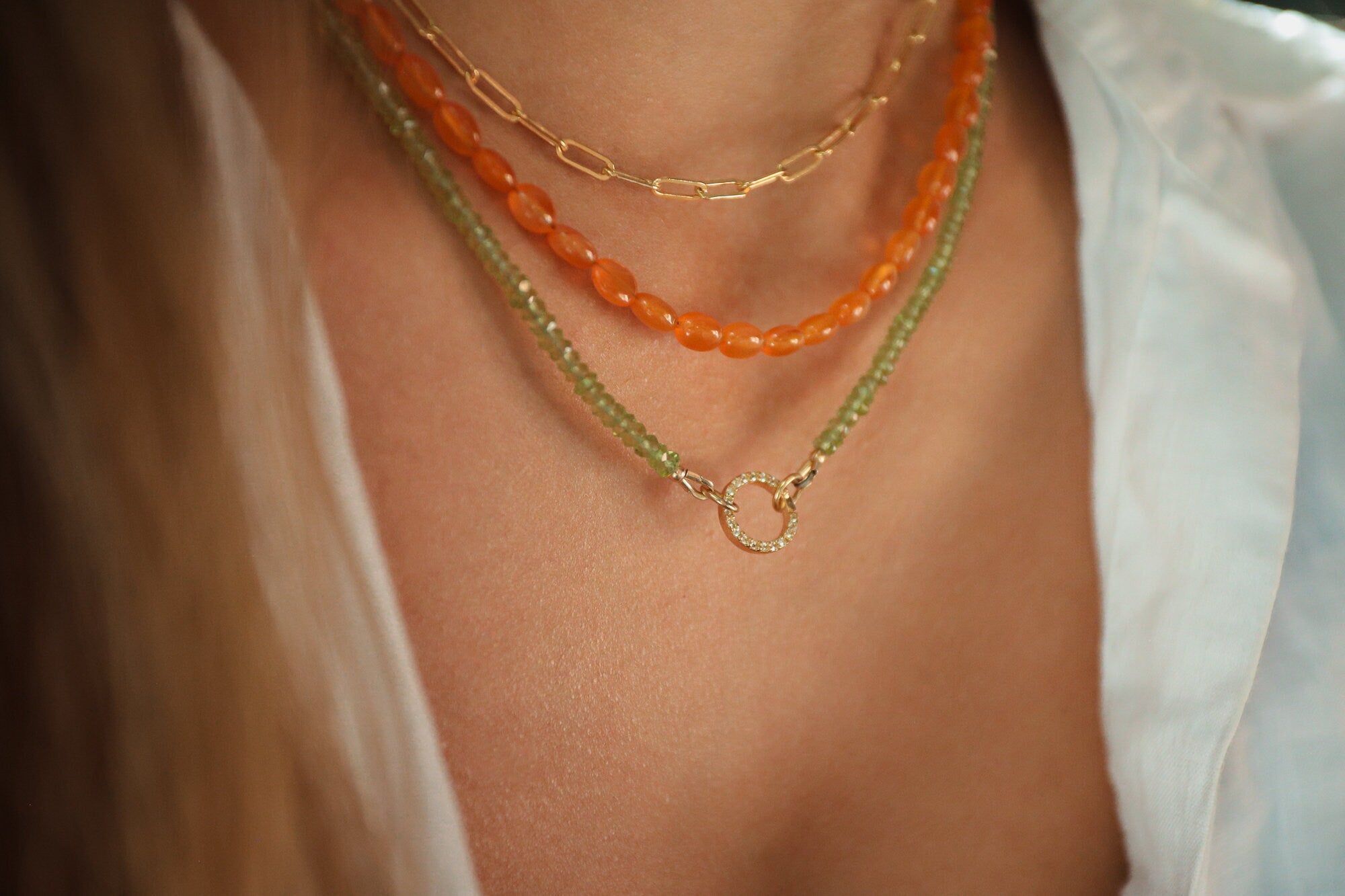 Peridot necklace - AAA peridot beaded necklace - natural green gemstone -peridot jewelry - August birthstone - 16 year anniversary