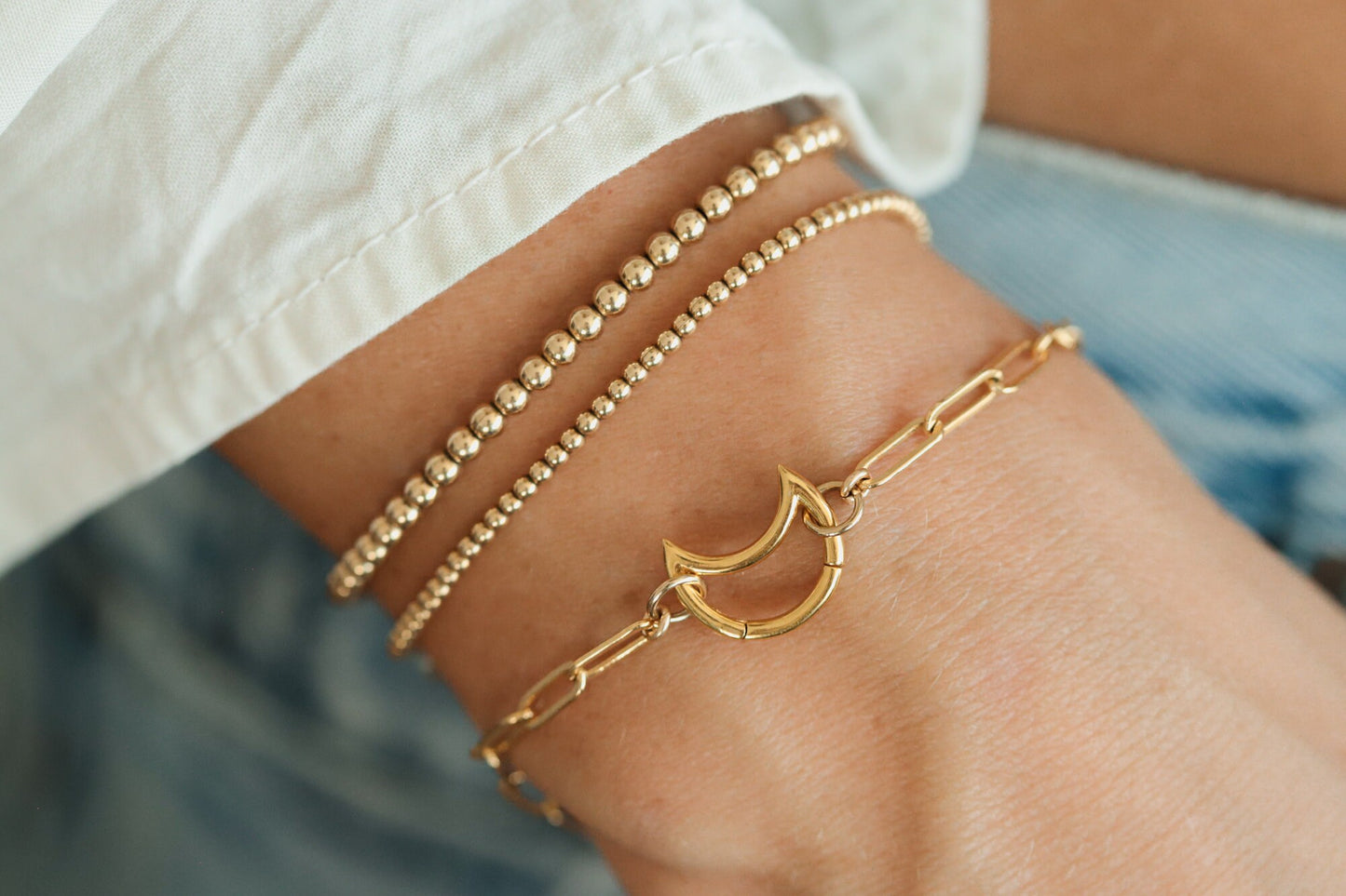 Carabiner Paperclip Bracelet, Medium Paperclip chain Bracelet, Gold Filled Chain Bracelet, Gold Rectangle Link Chain Bracelet