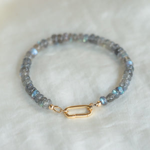 Labradorite Carabiner Bracelet | Women's Labradorite Bracelet | AAA+ Labradorite | Blue Flash Labradorite bracelet | labradorite beaded