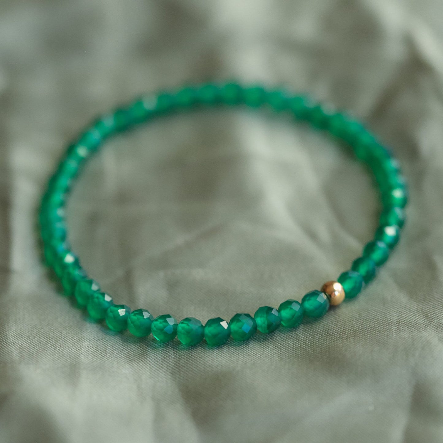 Green Onyx Bracelet, Genuine Green Onyx Beaded Bracelet, 4mm Genuine Green Onyx gold filled bracelet, green onyx faceted