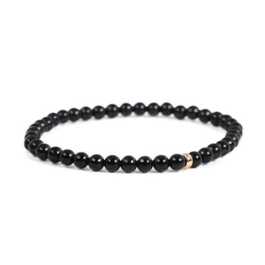 Shungite beads in 4mm, 6mm, or 8mm sizes from Earthly Abundance, showcasing polished black stones with a smooth finish.