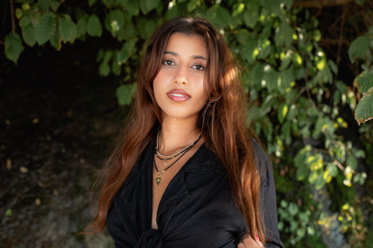 Black Spinel necklace with 14K gold setting, featuring a sleek and elegant design from Earthly Abundance.