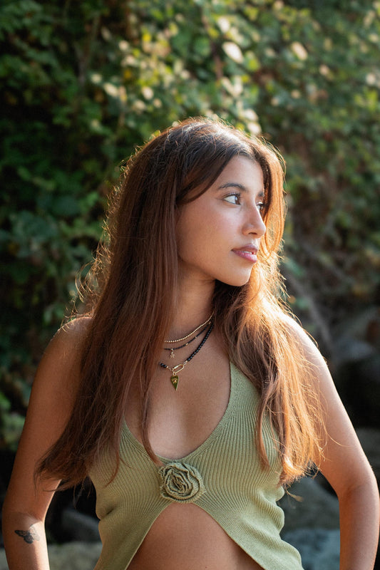 Black Tourmaline Carabiner Necklace with silver-tone clasp from Earthly Abundance Jewelry, showcasing polished black tourmaline stone.