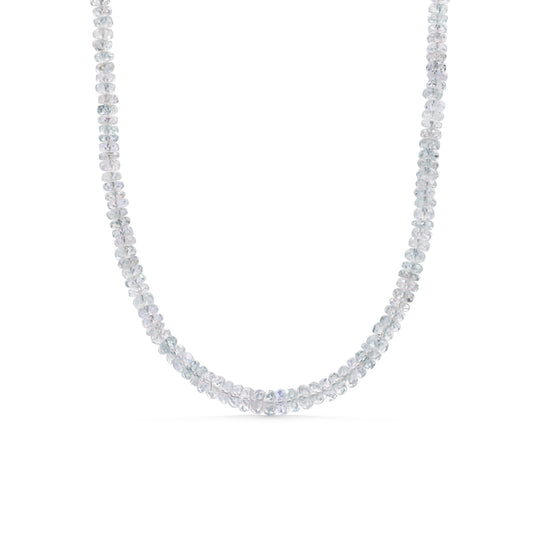 Grey sapphire necklace in 14K gold from Earthly Abundance, featuring a polished grey sapphire pendant on a delicate chain.