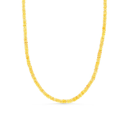 Yellow sapphire necklace with 14K gold chain, featuring a vibrant yellow gemstone pendant from Earthly Abundance.