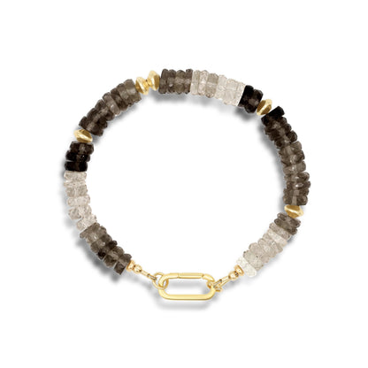 Faceted smoky quartz bracelet from Earthly Abundance featuring polished stones with a natural, earthy appearance.
