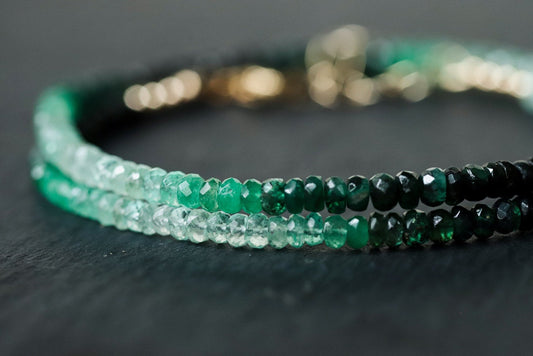 Emerald heart-shaped 14K gold carabiner necklace with a secure clasp, designed by Earthly Abundance.