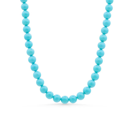Sleeping Beauty turquoise 4.5-5mm beads in 14K gold setting by Earthly Abundance, showcasing vibrant blue gemstone jewelry.