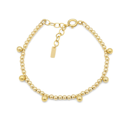 Gold filled beaded ball bracelet by Earthly Abundance featuring a row of shiny gold beads on a delicate chain.