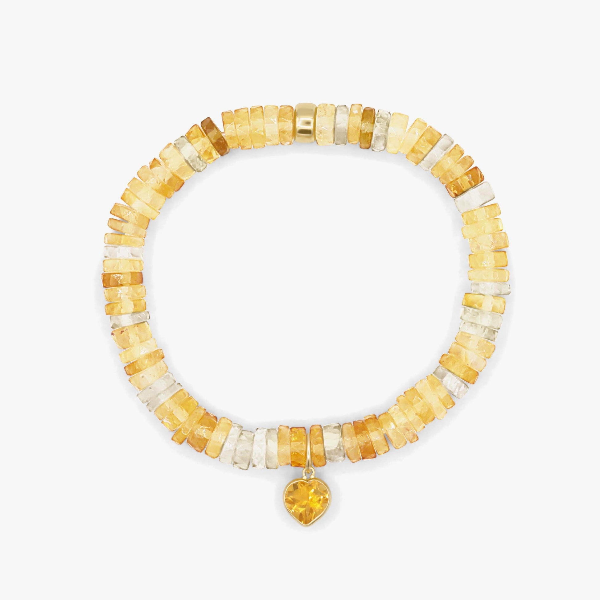 Citrine heart ombre bracelet with 14K gold setting by Earthly Abundance, featuring a gradient amber-colored gemstone design.