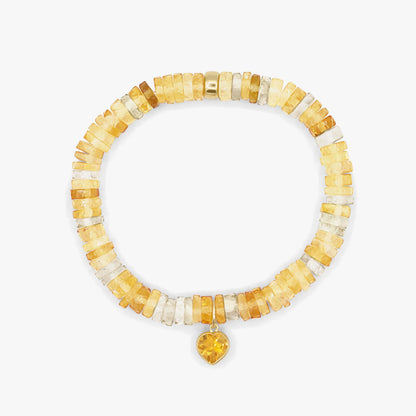 Citrine heart ombre bracelet with 14K gold setting by Earthly Abundance, featuring a gradient amber-colored gemstone design.
